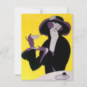 Aftermiddags  uitnodiging art deco Lady (Voorkant)