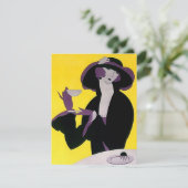 Aftermiddags  uitnodiging art deco Lady (Staand voorkant)