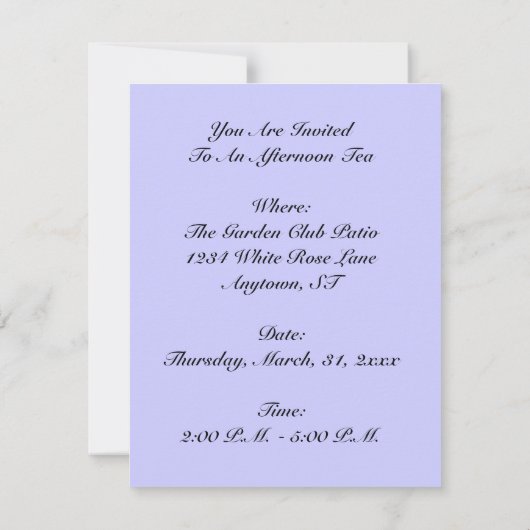 Aftermiddags  uitnodiging art deco Lady (Achterkant)