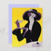 Aftermiddags  uitnodiging art deco Lady (Voorkant / Achterkant)