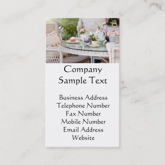 Aftermiddagthee en koekjes in de tuin visitekaartje (Voorkant)