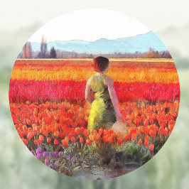 Afternoon in the Tulip Fields Ronde Sticker