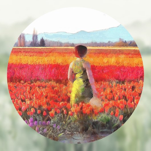 Afternoon in the Tulip Fields Ronde Sticker