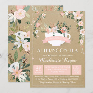 Afternoon Tea Floral Teacup Baby shower Kaart