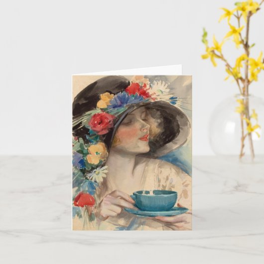 Afternoon Tea - Harrison Fisher Kaart (Gele Bloem)