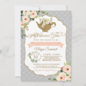 Afternoon Tea Luxury Blush Floral Vrijgezellenfees Kaart (Voorkant)