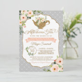 Afternoon Tea Luxury Blush Floral Vrijgezellenfees Kaart (Staand voorkant)