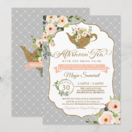 Afternoon Tea Luxury Blush Floral Vrijgezellenfees Kaart