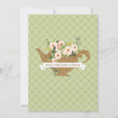 Afternoon Tea Luxury Blush Mint Floral Baby shower Kaart (Achterkant)