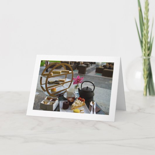 Afternoon Tea Opgevouwen Leeg Wenskaart Kaart (Voorkant)