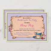 Afternoon Tea Party Bachelorette Paarse Uitnodigen Kaart (Voorkant / Achterkant)