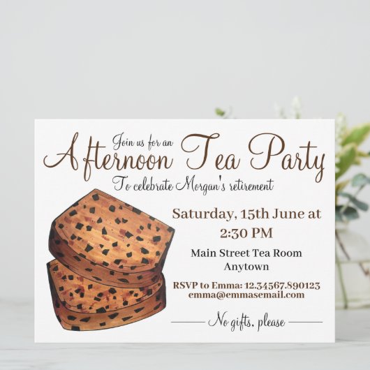 Afternoon Tea Party Douche Welsh Bara Brith Brood Kaart (Staand voorkant)