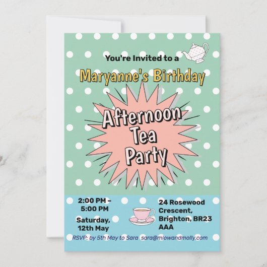 Afternoon Tea Party Fifties stijl retro vibes Kaart (Voorkant)