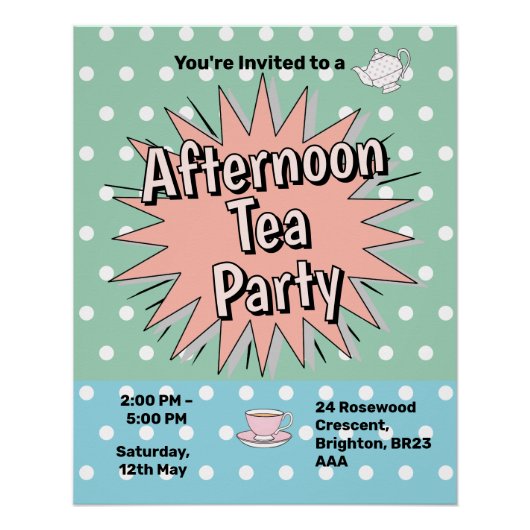 Afternoon Tea Party Fifties stijl retro vibes Perfect Poster (Voorkant)