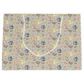  Afternoon Tea & Rozen Patroon op Beige Groot Cadeauzakje (Voorkant)