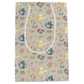  Afternoon Tea & Rozen Patroon op Beige Medium Cadeauzakje (Voorkant)