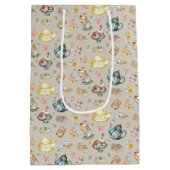  Afternoon Tea & Rozen Patroon op Beige Medium Cadeauzakje (Achterkant)