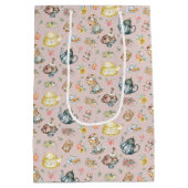  Afternoon Tea & Rozen Patroon op Roze Medium Cadeauzakje (Achterkant)