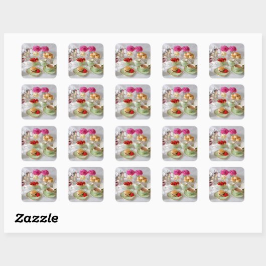 Afternoon Tea Square Stickers (Vel)