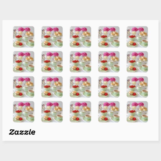 Afternoon Tea Square Stickers (Vel)