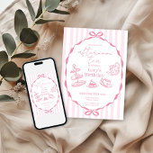 Afternoon Tea Verjaardag | Pink Tea Party Kaart