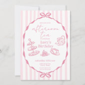 Afternoon Tea Verjaardag | Pink Tea Party Kaart (Voorkant)