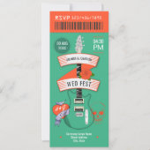 Afterparty Glow Rock ’n’ Roll Trouwticket Kaart (Voorkant)