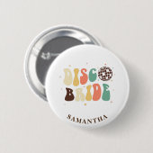 Aftrapfeestje Disco Bruid Naam Retro Op Maat Ronde Button 5,7 Cm (Voorkant /achterkant)