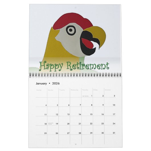 Aftreding 2016 Calendar Parrot Head Naive Art Kalender (Jan 2026)