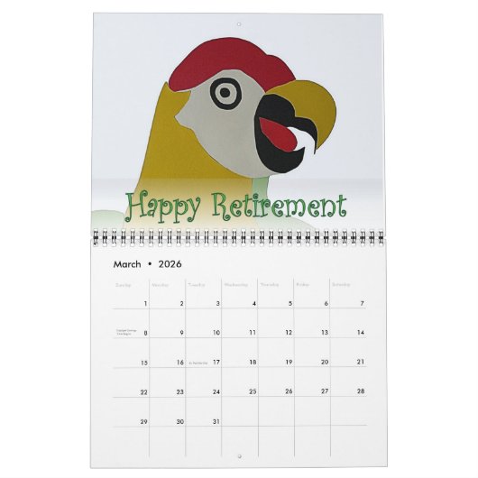 Aftreding 2016 Calendar Parrot Head Naive Art Kalender (Mar 2026)