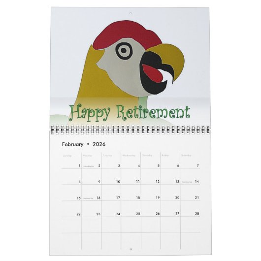 Aftreding 2016 Calendar Parrot Head Naive Art Kalender (Feb 2026)