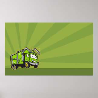Afval Collectie Afvalafval Rubbish Truck Cartoon Poster