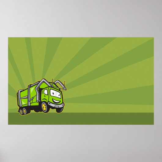 Afval Collectie Afvalafval Rubbish Truck Cartoon Poster (Voorkant)