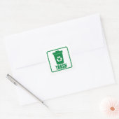 Afval kan Klassiek groen Vierkante Sticker (Envelop)
