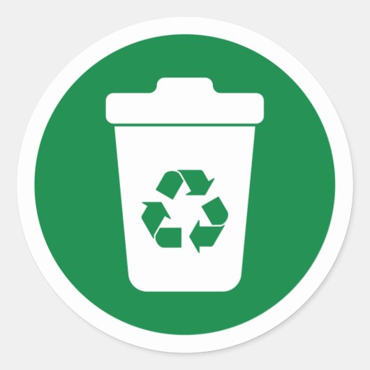 Afval kan Klassieke ronde Sticker groen maken (Voorkant)
