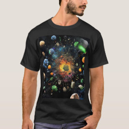 Afval omzetten in kosmische kunst t-shirt