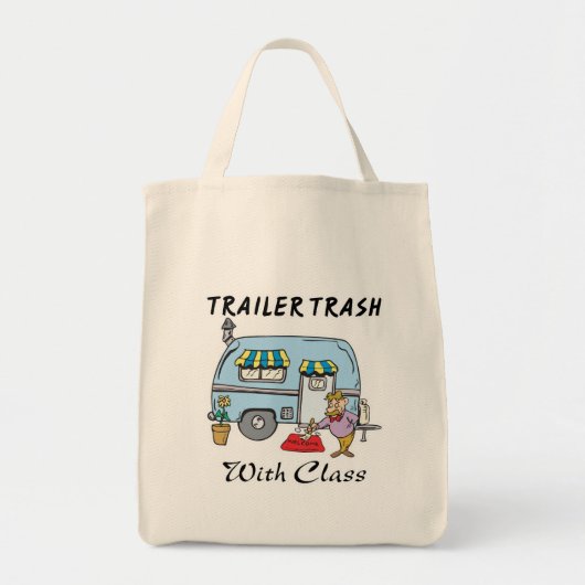 afval van een trailerpark met klasse tote bag (Voorkant)