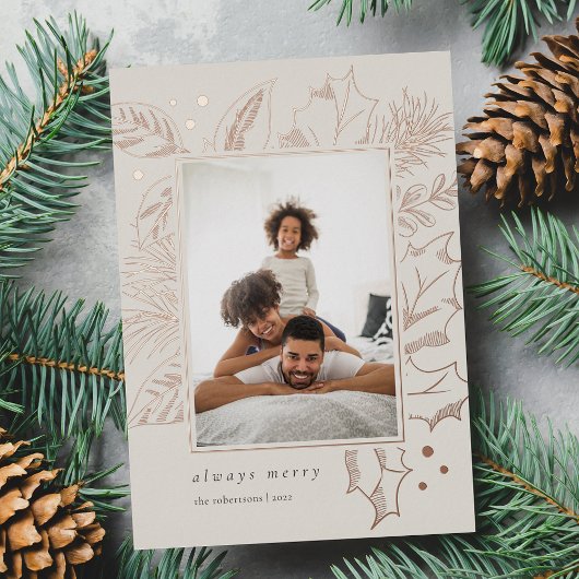  afval | Verticaal foto-Roos Gold Folie Feestdagenkaart