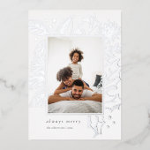  afval | Verticale fotozilver Folie Feestdagenkaart (Voorkant)