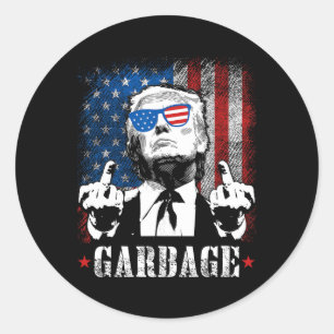 Afval voor Trump 2024 Grappige Amerikaanse vlag Ma Ronde Sticker