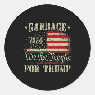 Afval voor Trump 2024 Grappige Amerikaanse vlag Ma Ronde Sticker