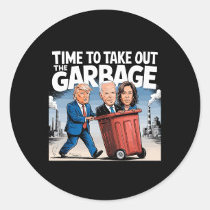 Afval voor Trump 2024 Grappige tijd om kleding uit Ronde Sticker