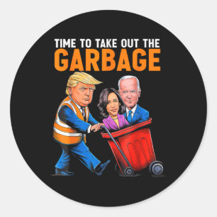 Afval voor Trump 2024 Grappige tijd om kleding uit Ronde Sticker