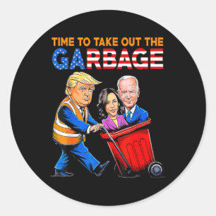 Afval voor Trump 2024 Tijd om vuilnisbak uit te sc Ronde Sticker