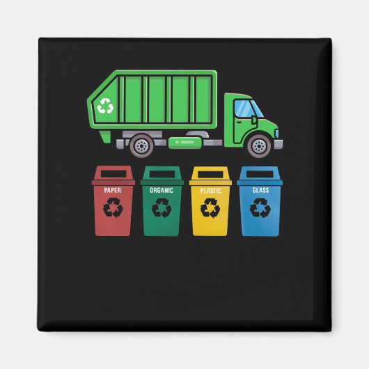 Afval Vrachtwagen Kinder boys Recycling Truck Magneet (Voorkant)