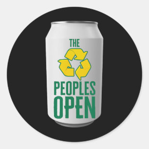 Afvalbeheer Mensen Open Blikje Bier Ronde Sticker