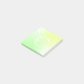 Afvalgeel en groen 2-toongradiënt monogram post-it® notes (Schuin)