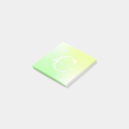 Afvalgeel en groen 2-toongradiënt monogram post-it® notes (Schuin)