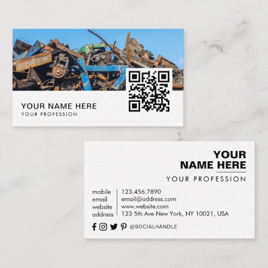 Afvalmetaalcollector QR-code Visitekaartje (Voorkant / Achterkant)