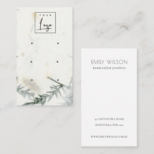 Afvalpapier, handgemaakt papier, textuur 3, oorsch visitekaartje (Voorkant / Achterkant)